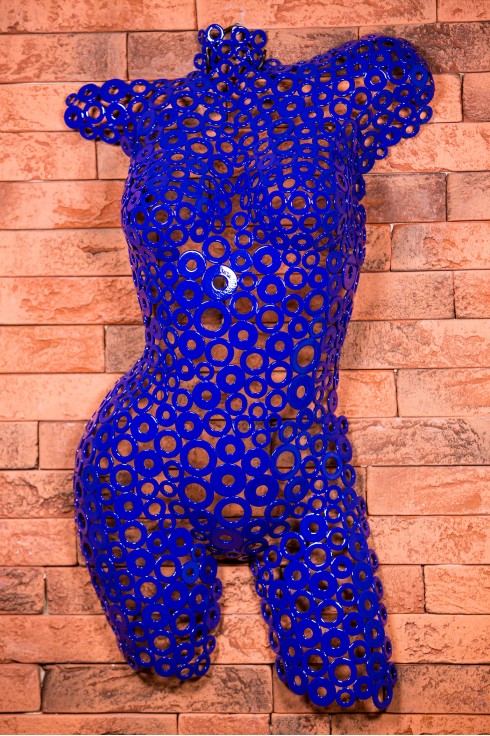 Манекен женский арт - деко из металлических шайб Georgia 01603 синий